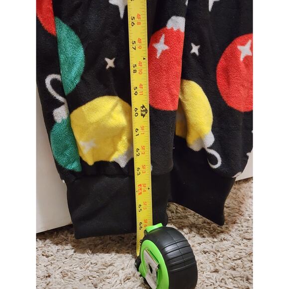 NWT Tipsy Elves Black Colorful Christmas Ornaments Fleece Jumpsuit Hoodie Mens L - Picture 8 of 8